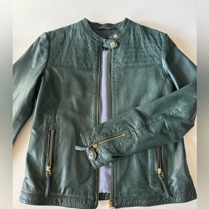 Green MASSIMO DUTTI leather jacket
